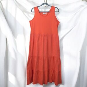 Belle Beach Kim Gravel Tiered Maxi Dress Woman LP Sleeveless Casual Coral Orange